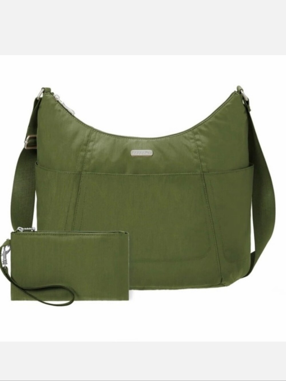 Baggalini Olive Green Crossbody Large Classic Hobo Shoulder Bag w Wristlet
